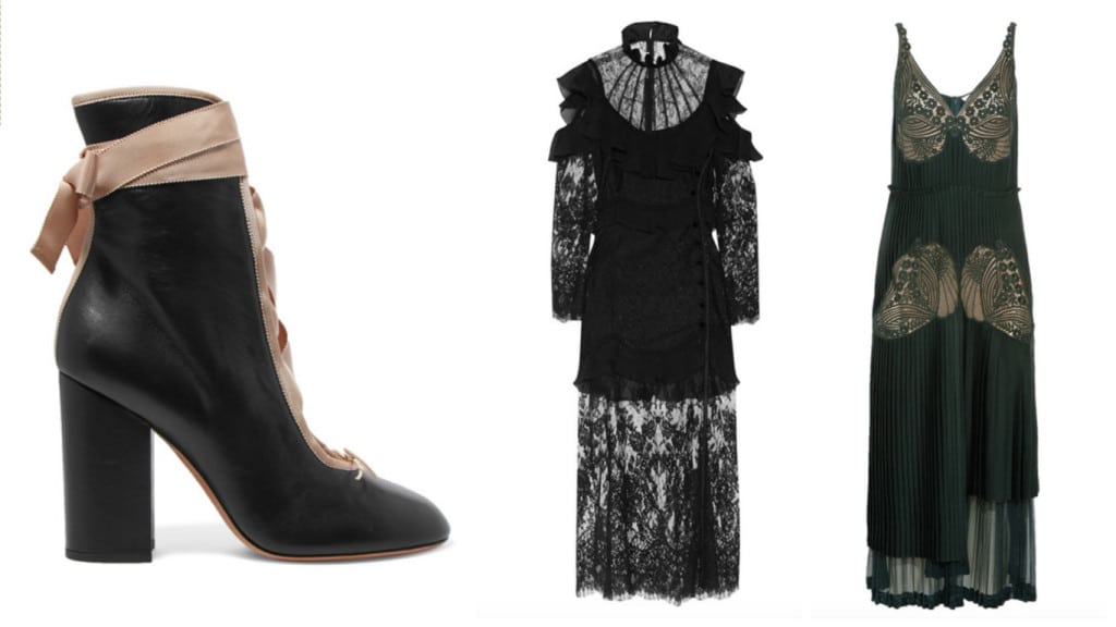 Lanvin rijglaarsje, gothic dress Alessandra Rich en lace Stella McCartney